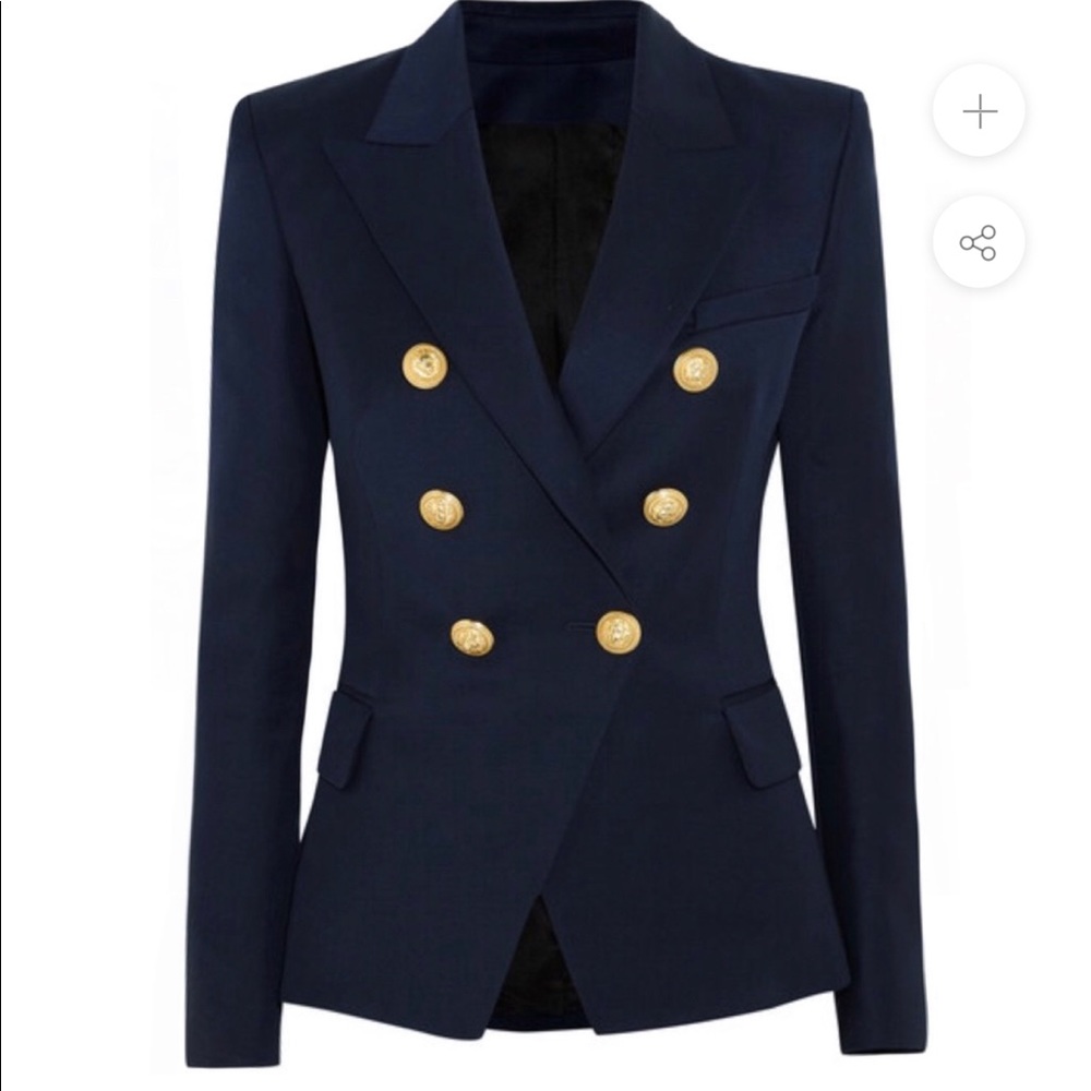 Navy Double-Breasted Blazer with Gold Buttons
